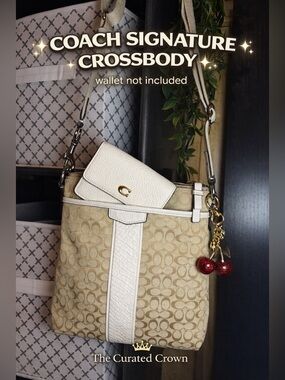 Coach Beige and Cream Signature Crossbody Bag